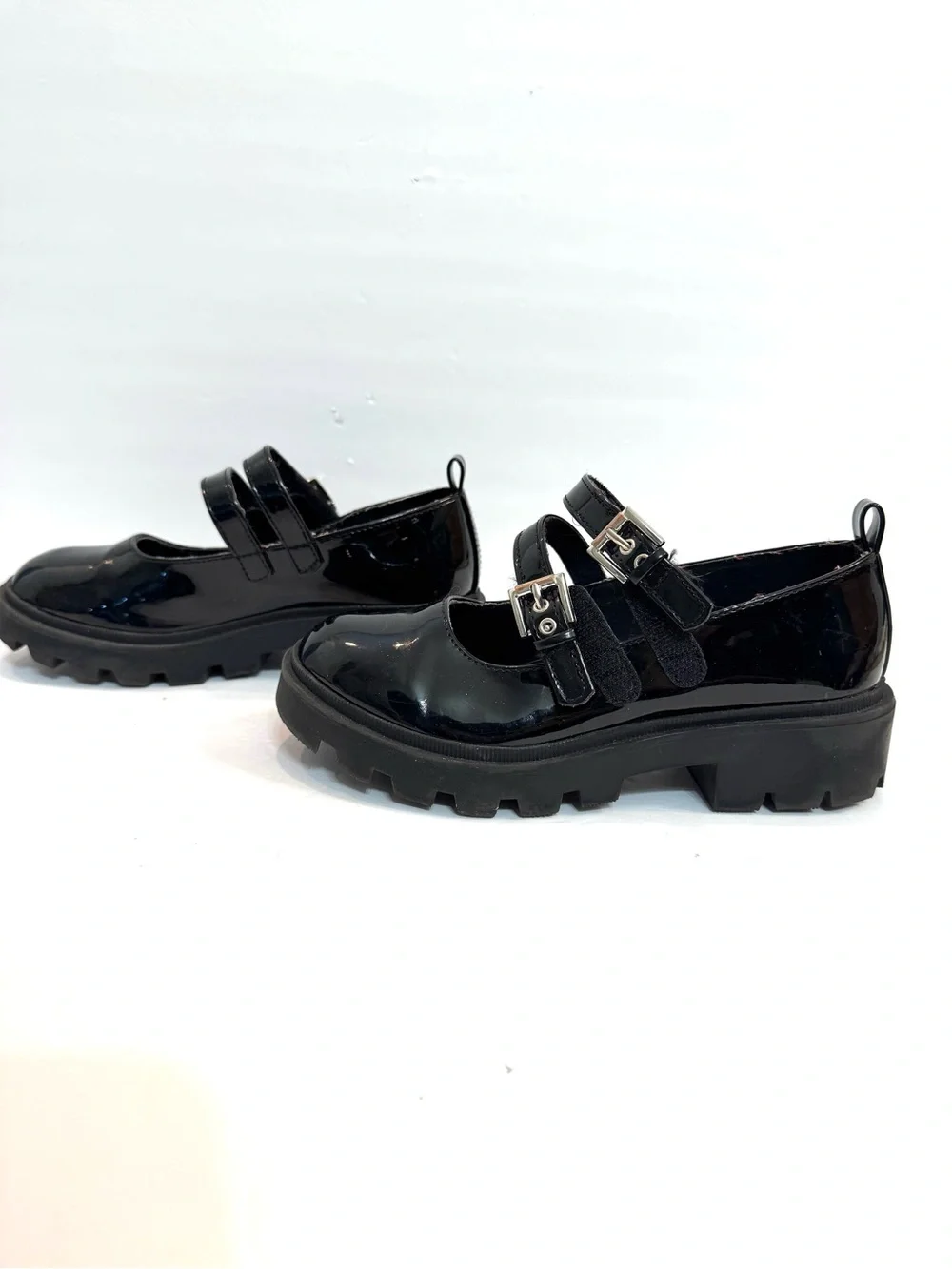 Girls Sonoma Black Ayvaa Girls' Patent Leather Mary Jane Chunky Heel Shoes Sz 1